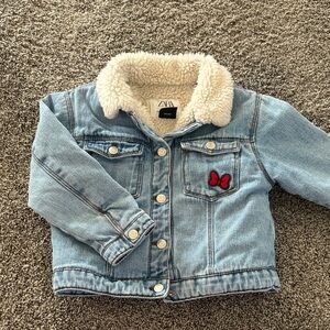Zara x Disney Toddler Sherpa Lined Denim Jacket size 2-3